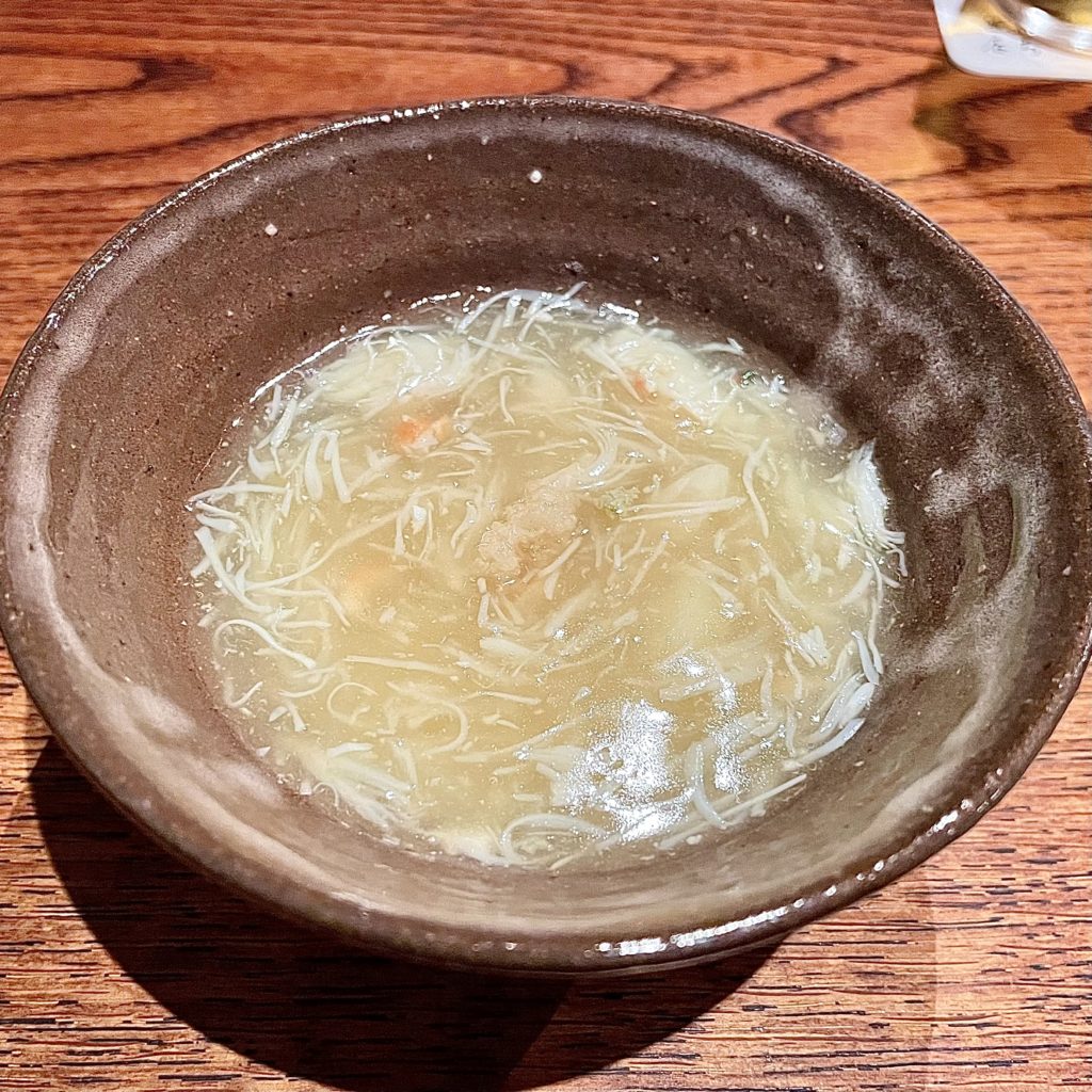 松葉蟹の中華スープ、茶碗蒸し